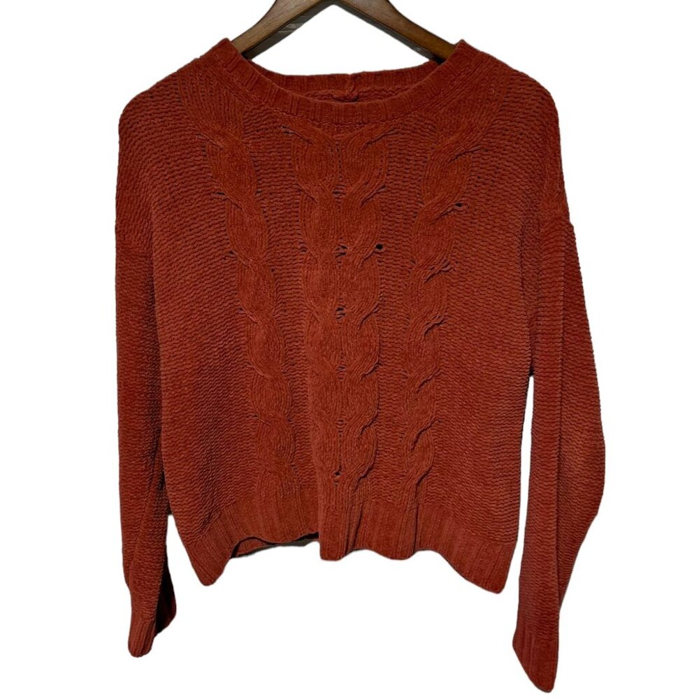 American Eagle Women's Orange Cable Knit Sweater Size Small